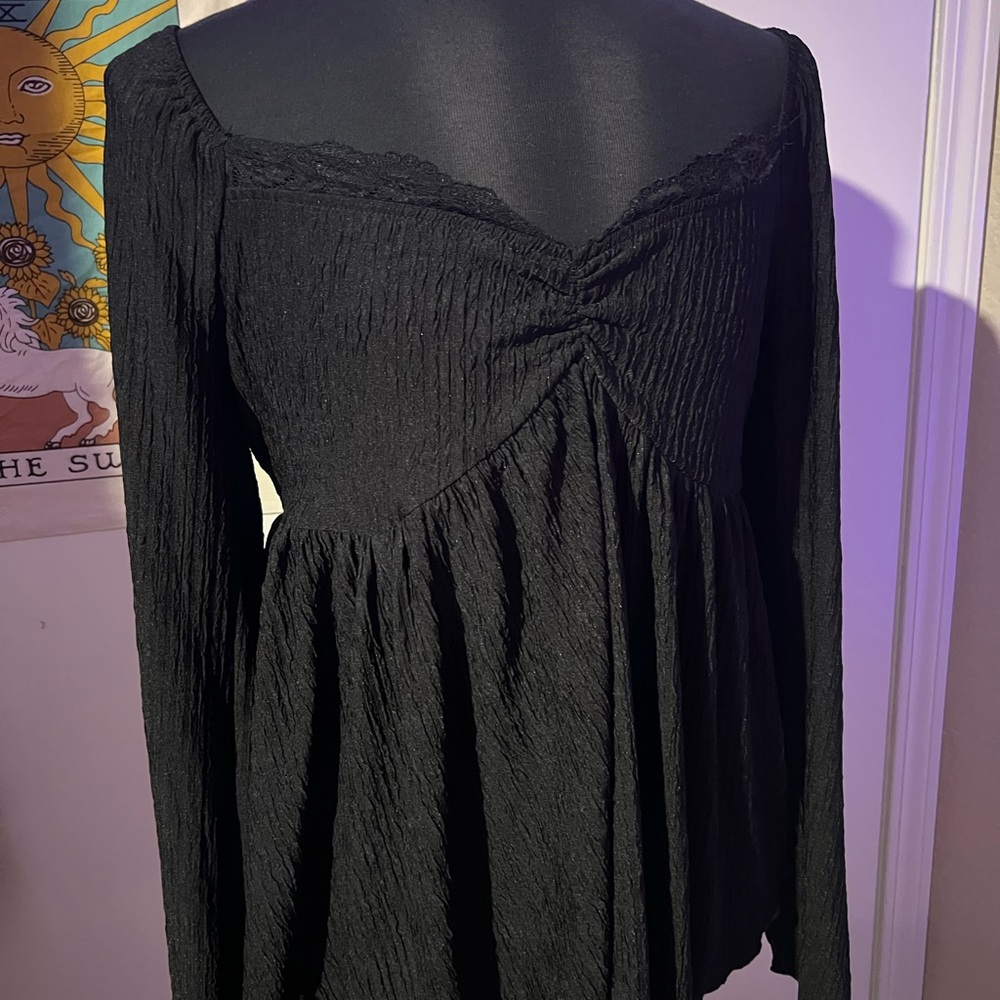 SHEIN Elegant Black Ruched Blouse